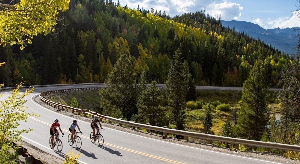 A group of road bikers in Breckenridge, Colorado.