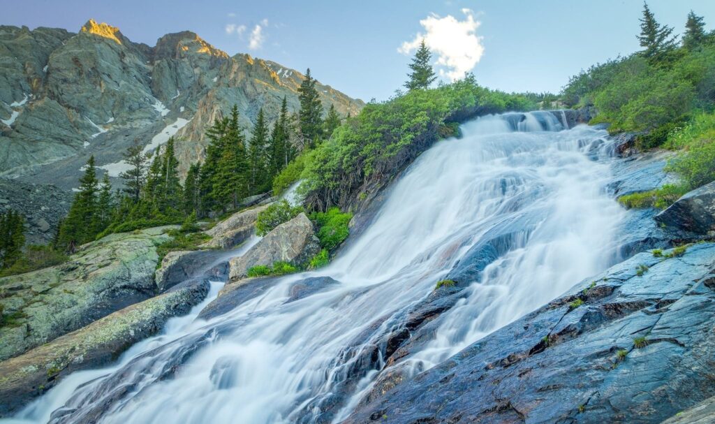 White Falls rushing down McCullough Gulch in Breckenridge