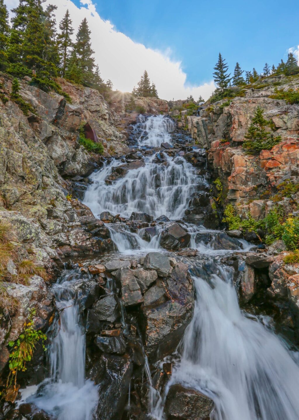 Continental Falls flowing out of the Mohawk Lakes in August.