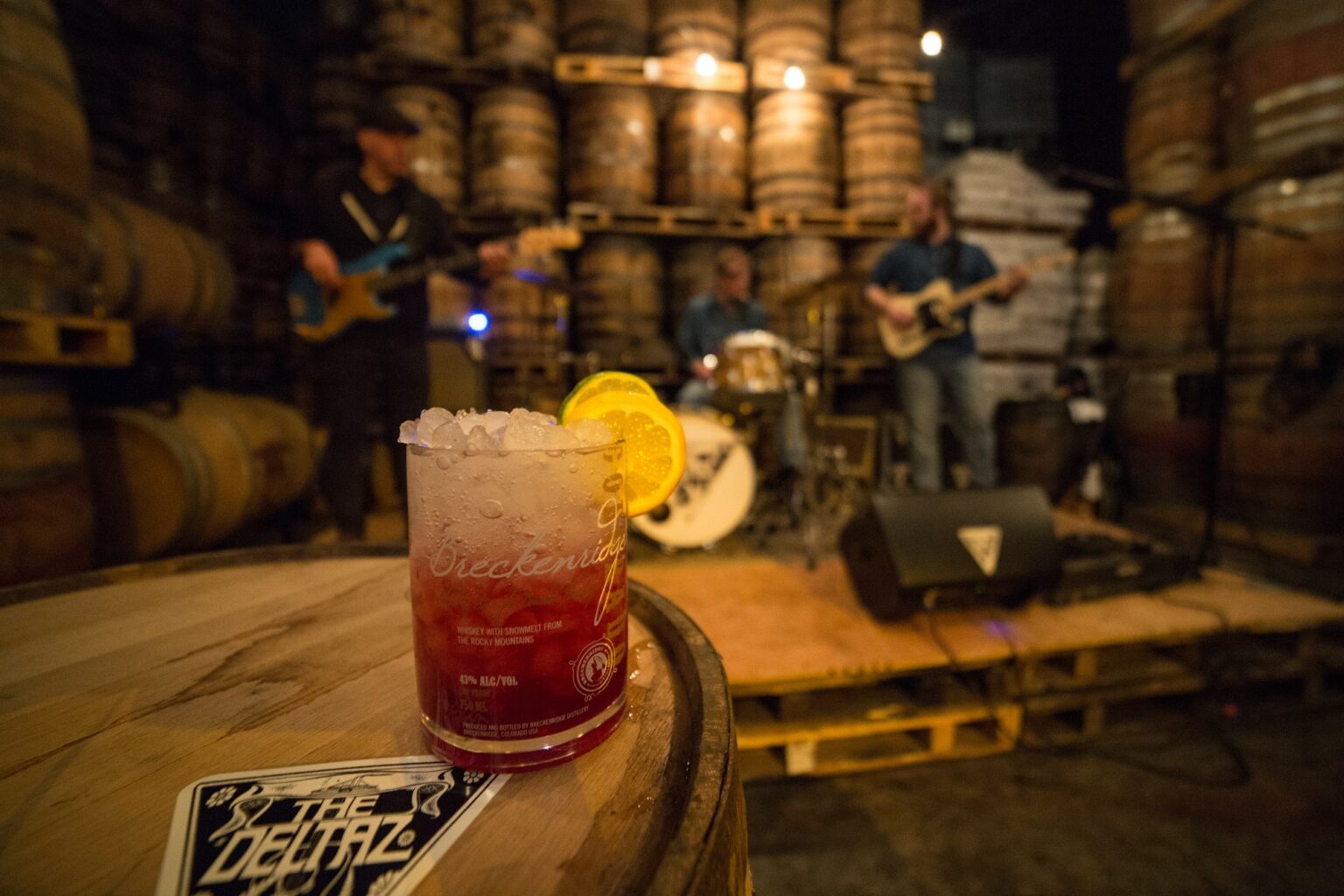 A cocktail with garnish at the distillery in Breckenridge
