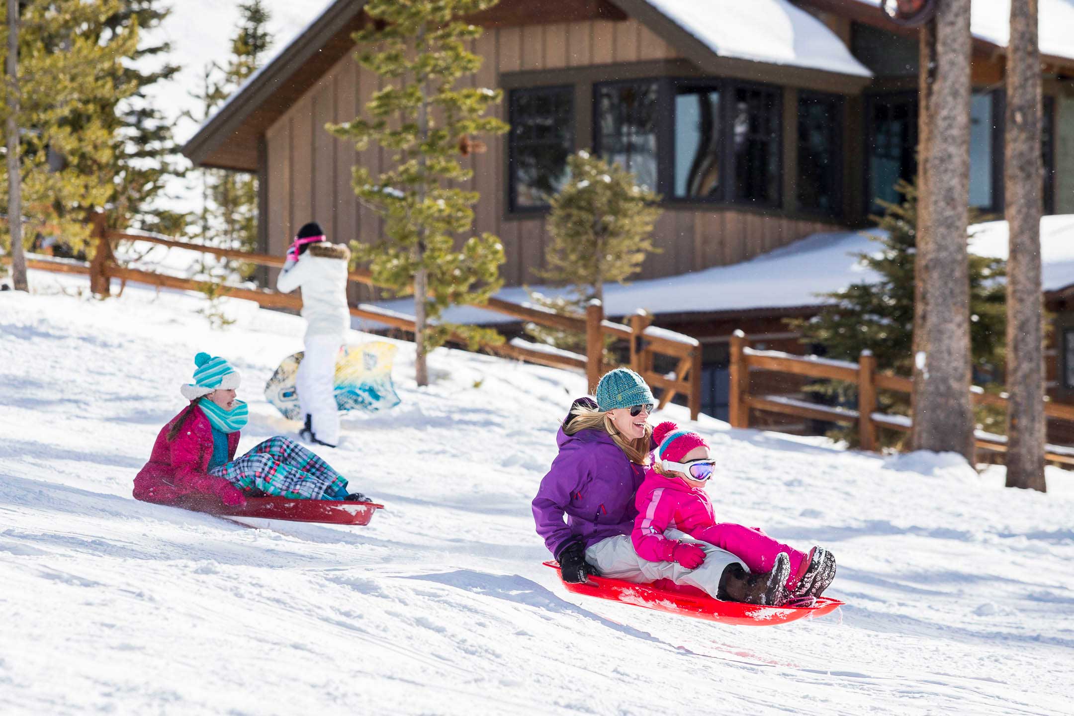 Sledding family Breckenridge winter