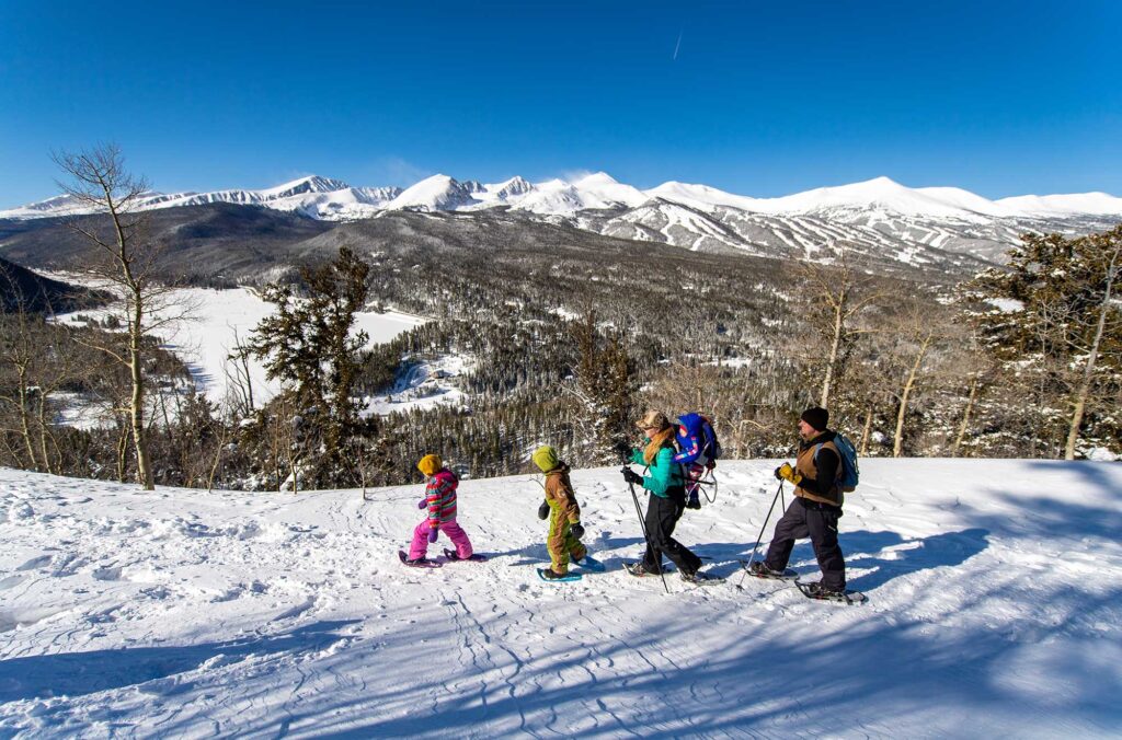 Family snowshoeing in Breckenridge