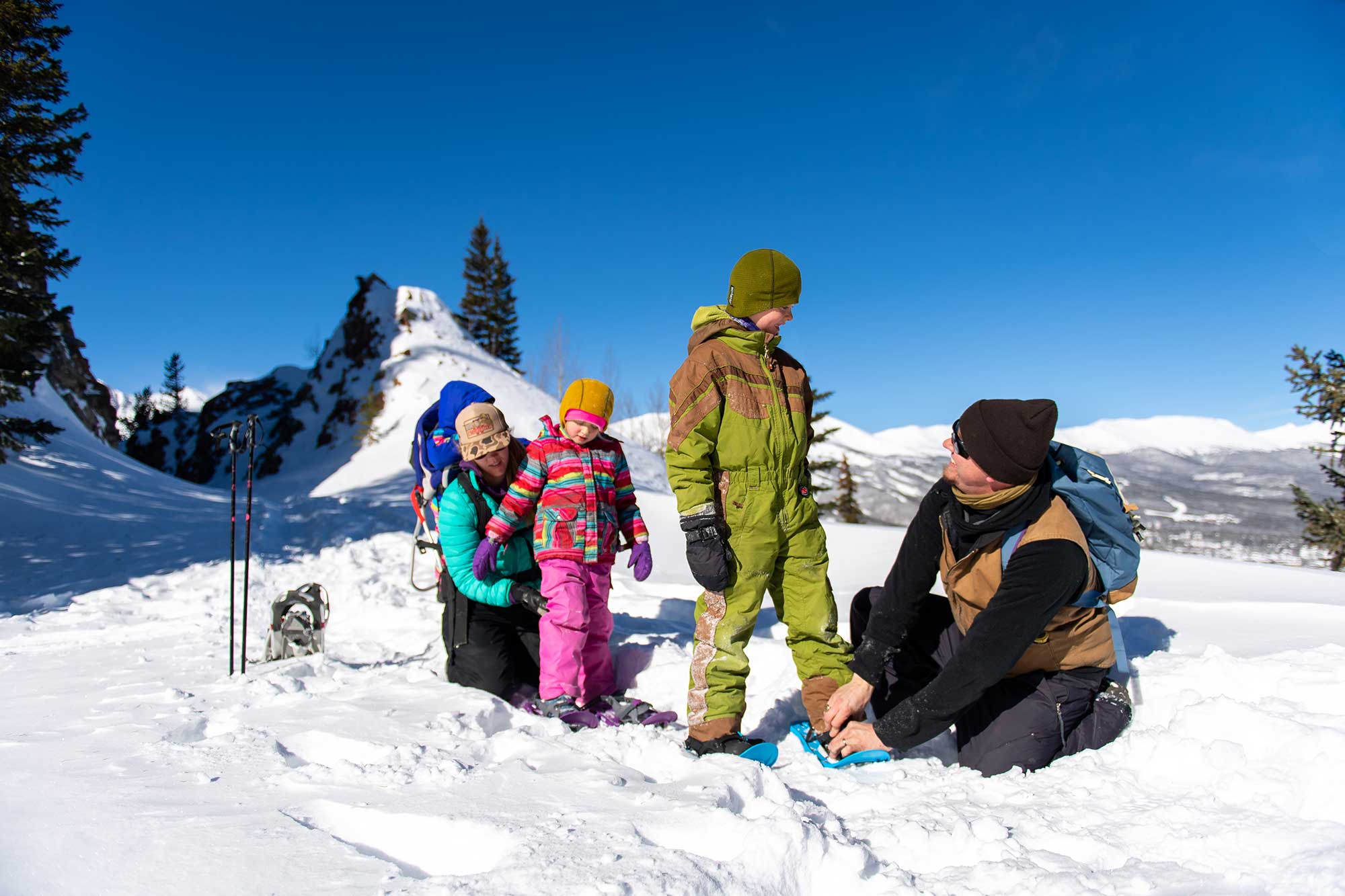 Family snowshoeing in Breckenridge