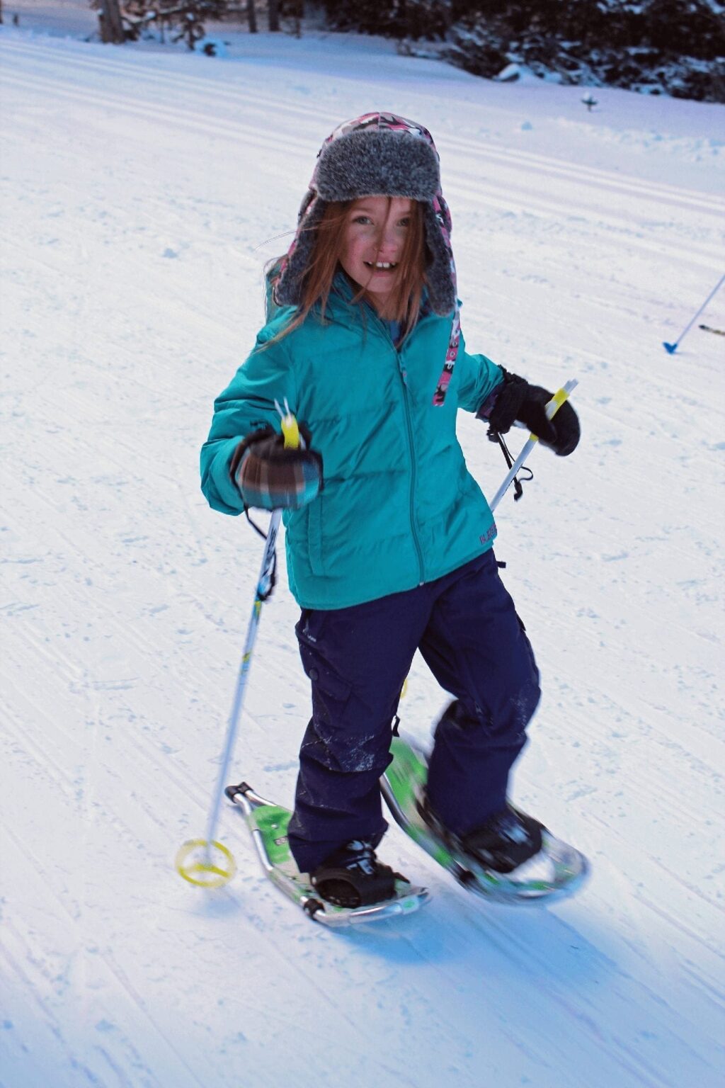 A child snowshoeing in Breckenridge, Colorado