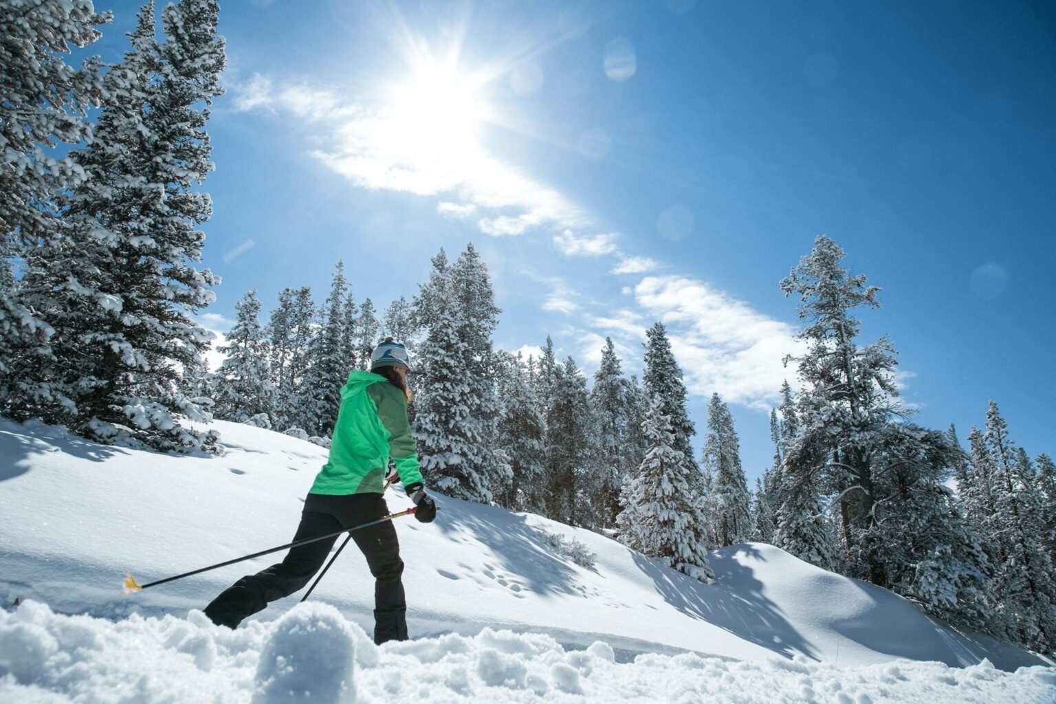 Cross country skiing in Breckenridge snow.