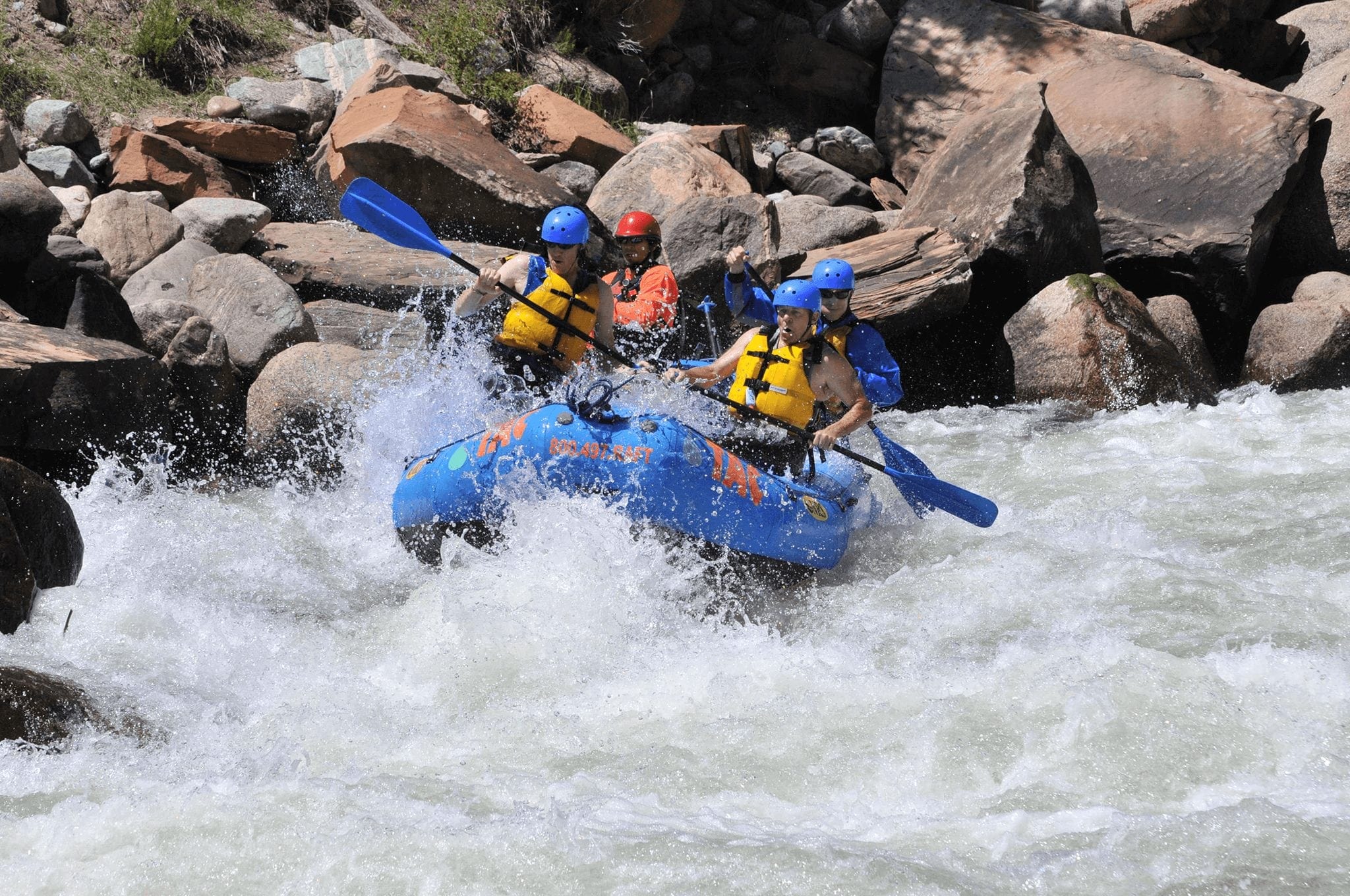Group trip in the whitewater rapids in Breckenridge
