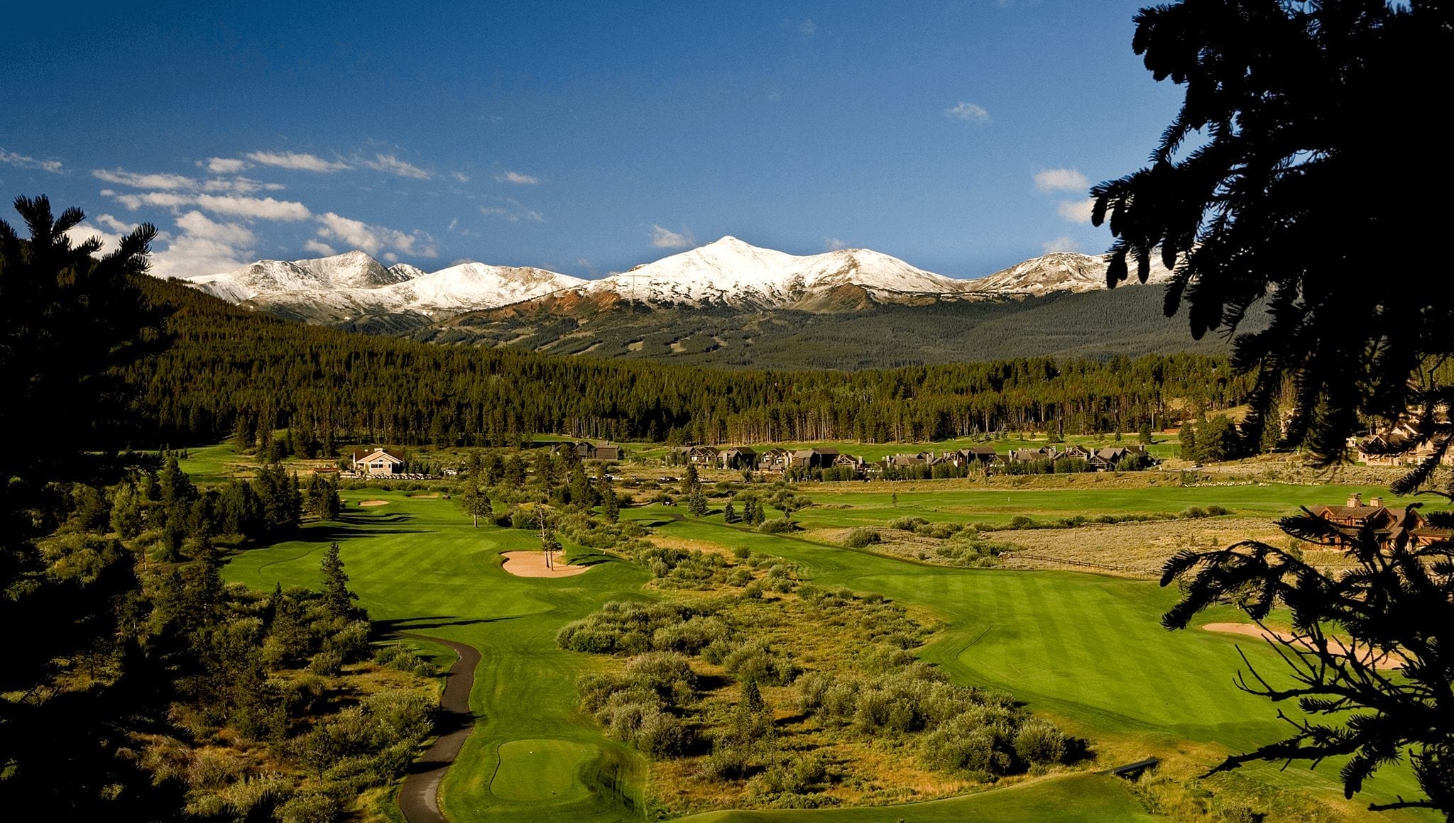 Scenic view of holes 8 and 9 at the Breckenridge Golf Club