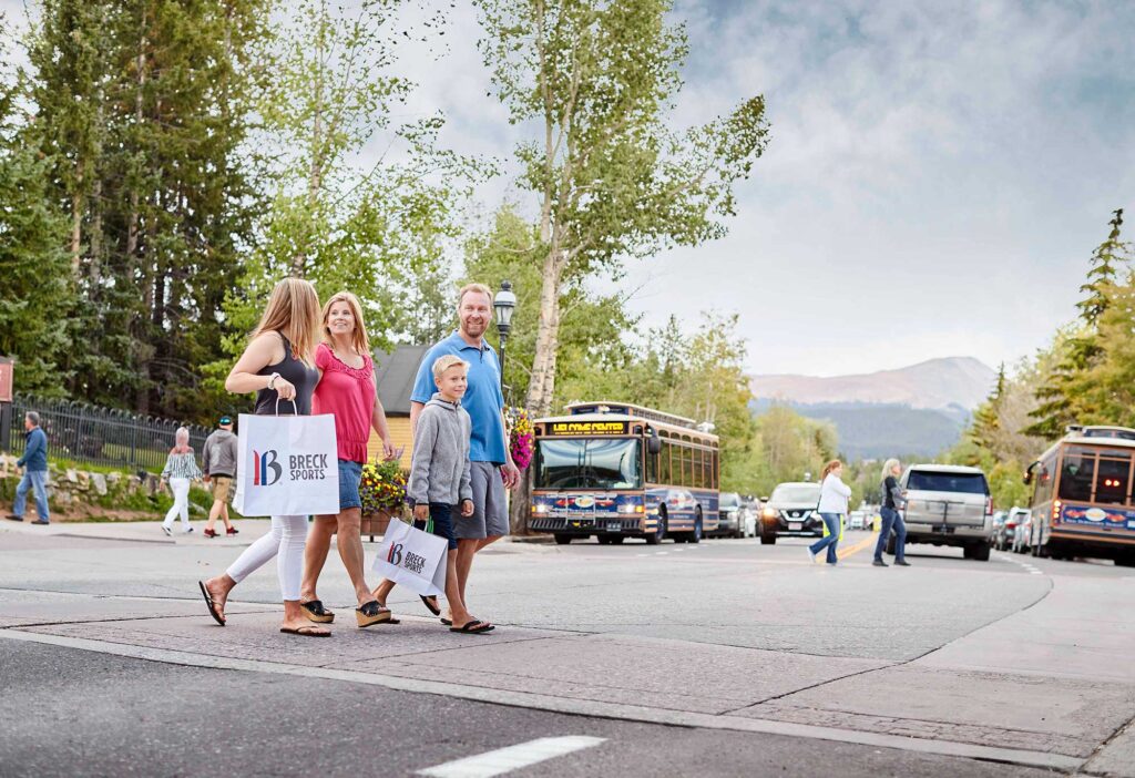 family walking on Main Street Breckenridge