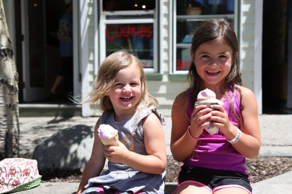 two girls eatting ice cream