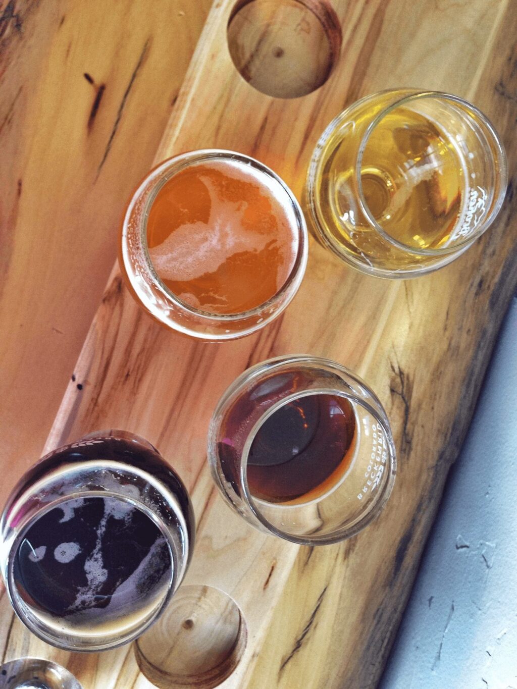 Flight of Beers at Broken Compass Brewery in Breckenridge