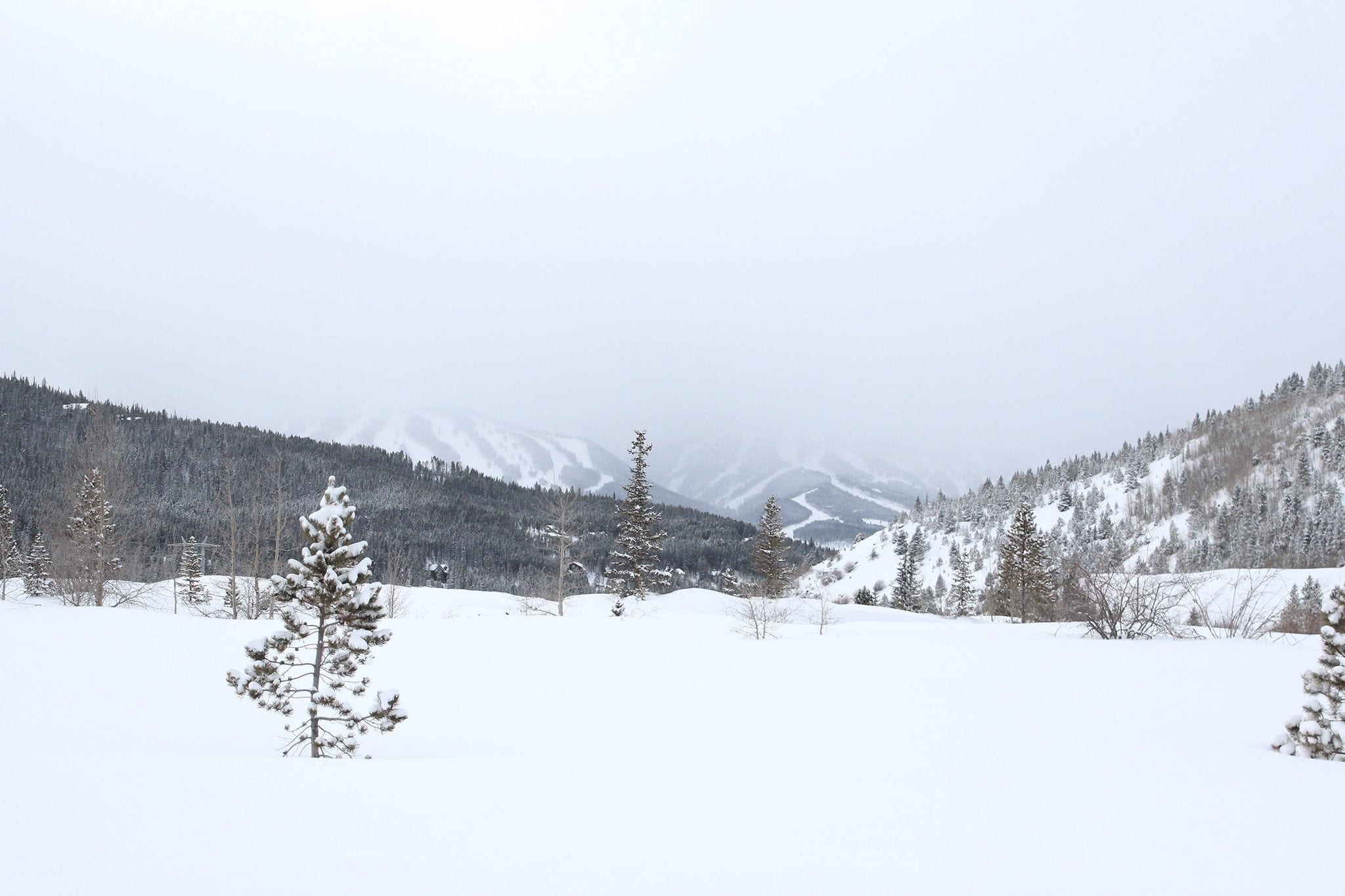 White-out snow conditions on Breckenridge mountains