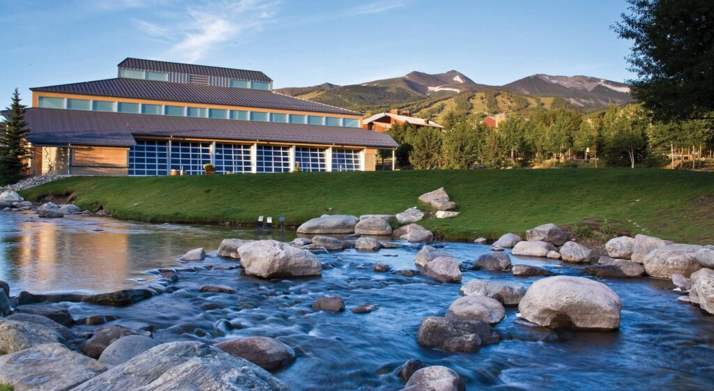 The Blue River flowing through downtown Breckenridge.