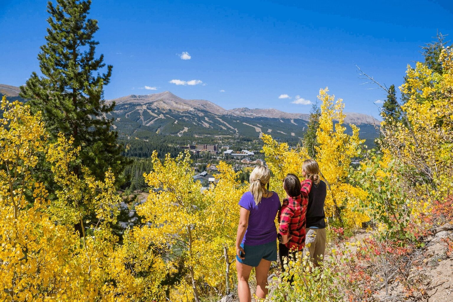 Summer hikers enjoying the mountain view in Breckenridge