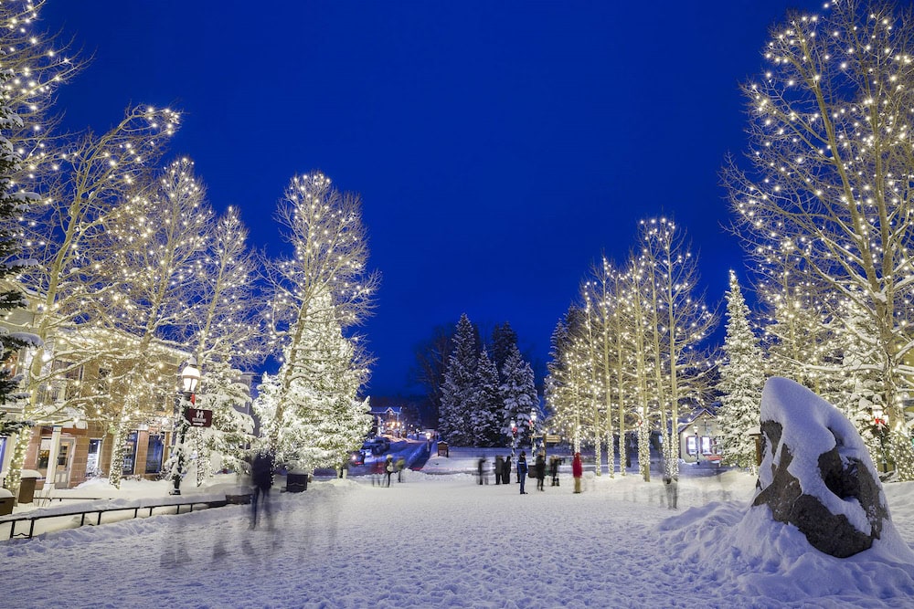 lights on trees in Breckenridge