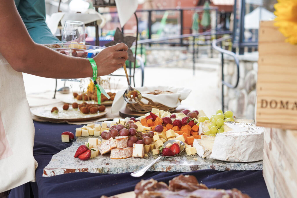 someone enjoying a charcutier board