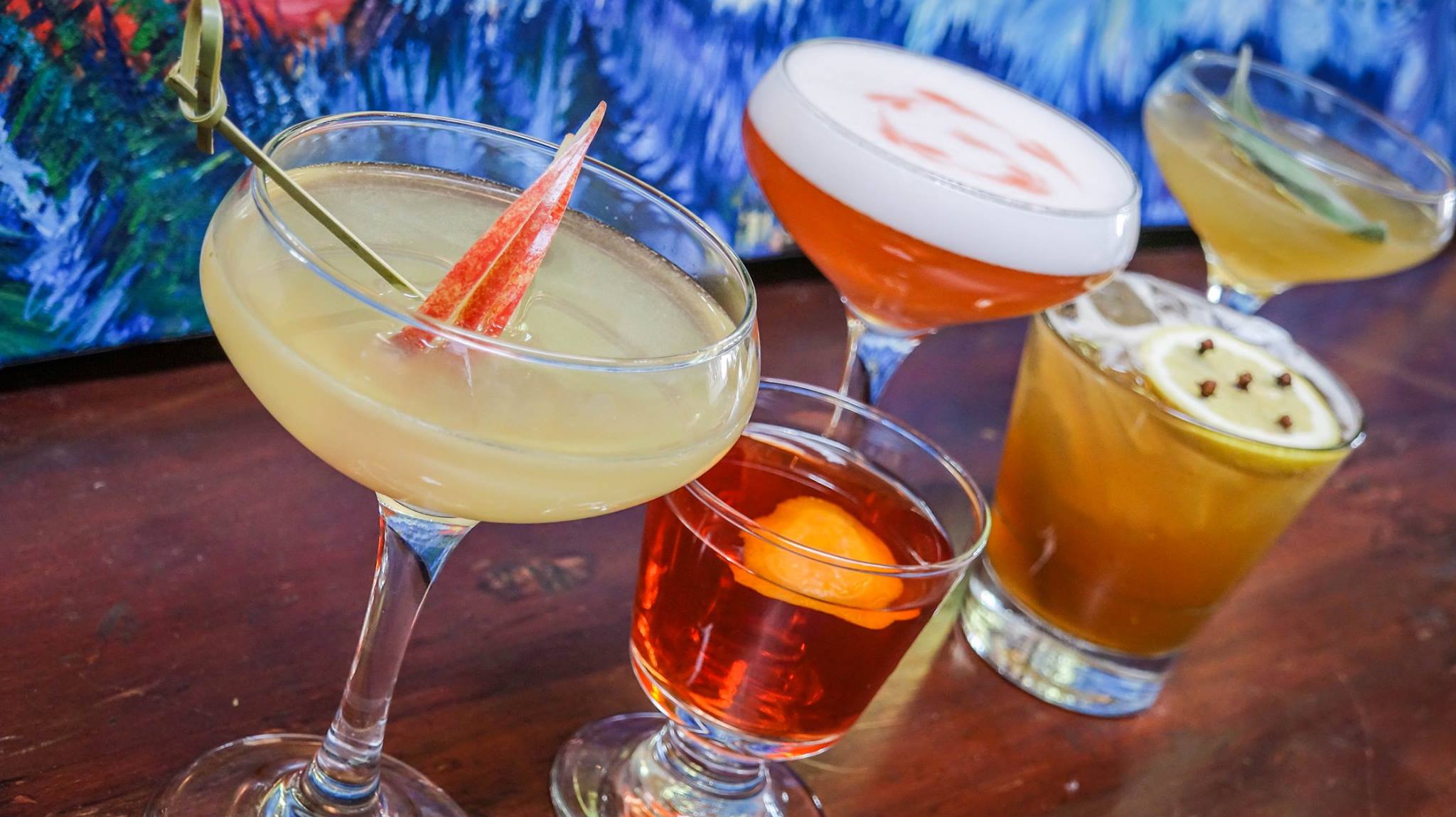 Cocktails on a bar