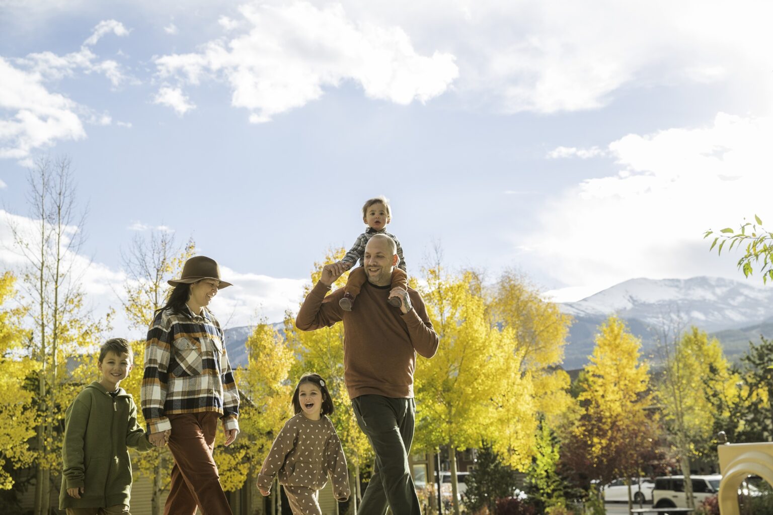 Family taking a walk in Breckenridge