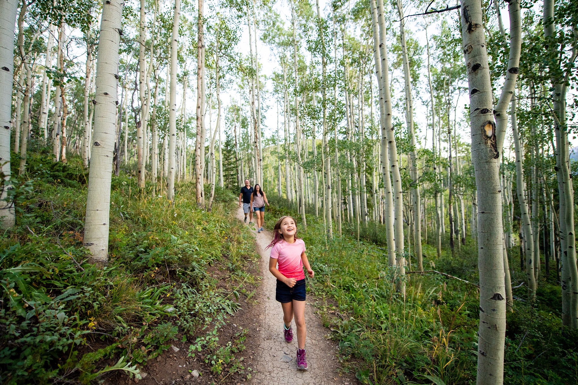 Family hiking in Breckenridge in summer.