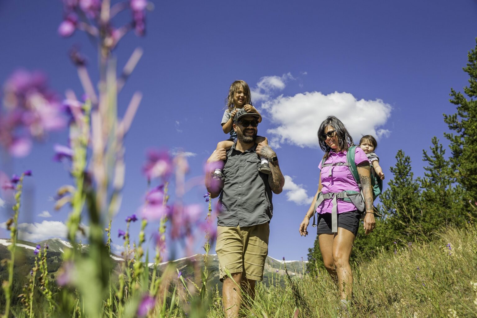 family enjoying a hike