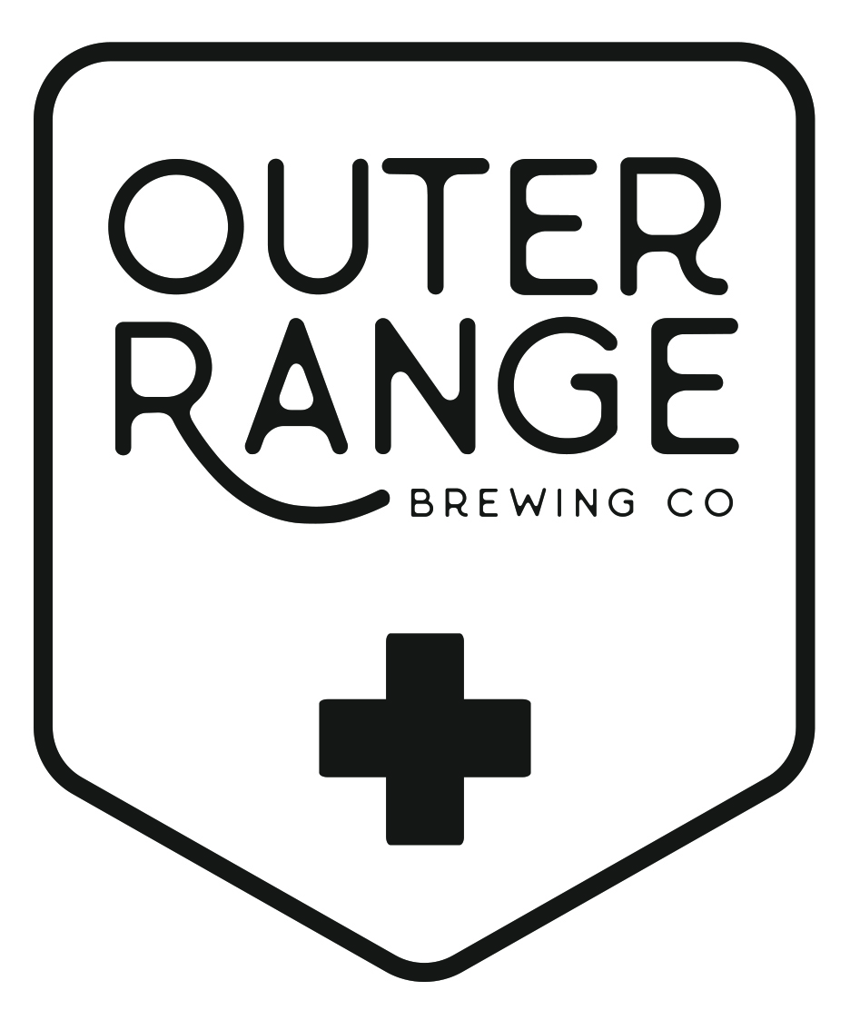 Outer Range Brewing Co logo featuring a black cross and modern font design.