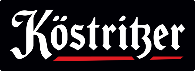 Köstritzer beer logo with black background and red underline, representing a popular German beer brand.